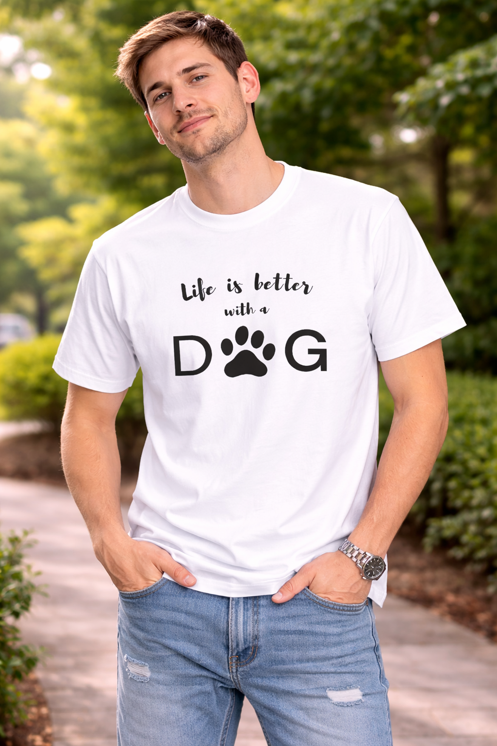Life Is Better With A DOG t-shirt for men