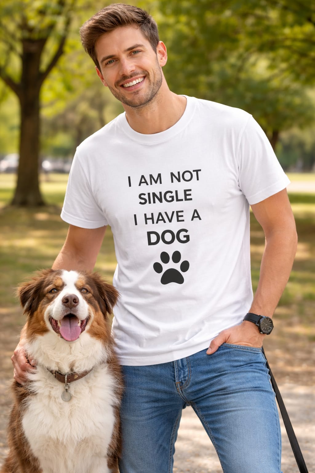 I Am Not Single I Have A DOG t-shirt for men